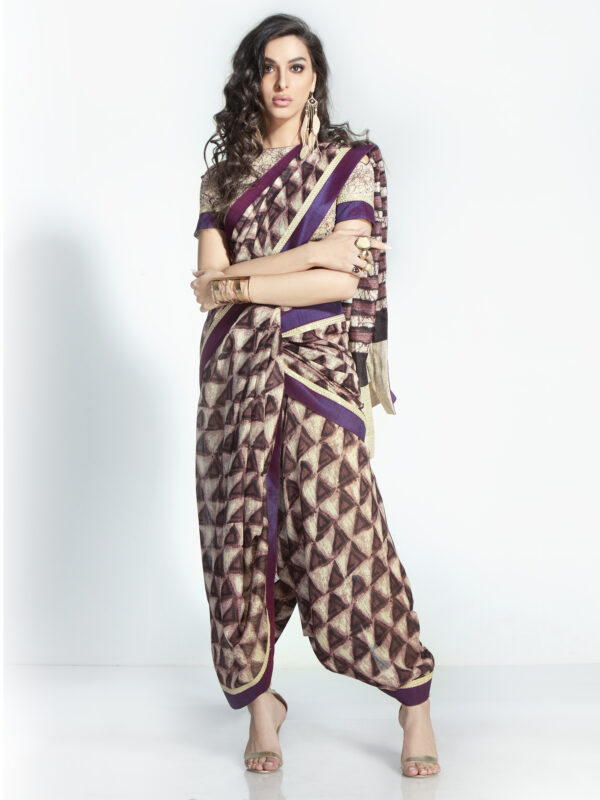 Stylee Lifestyle Purple Handloom Silk Printed Saree