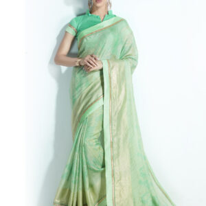 Stylee Lifestyle Green Handloom Silk Printed Saree