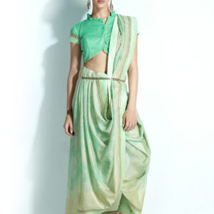 Stylee Lifestyle Green Handloom Silk Printed Saree