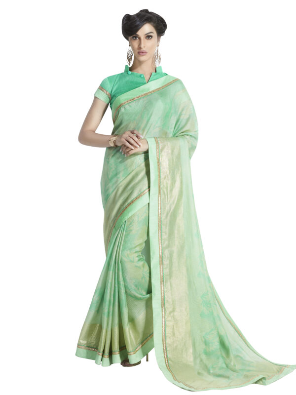 Stylee Lifestyle Green Handloom Silk Printed Saree