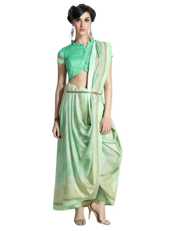 Green Handloom Silk Printed Saree – ElegantFashionWear.in