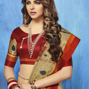 Stylee Lifestyle Beige Banarasi Silk Jacquard Saree