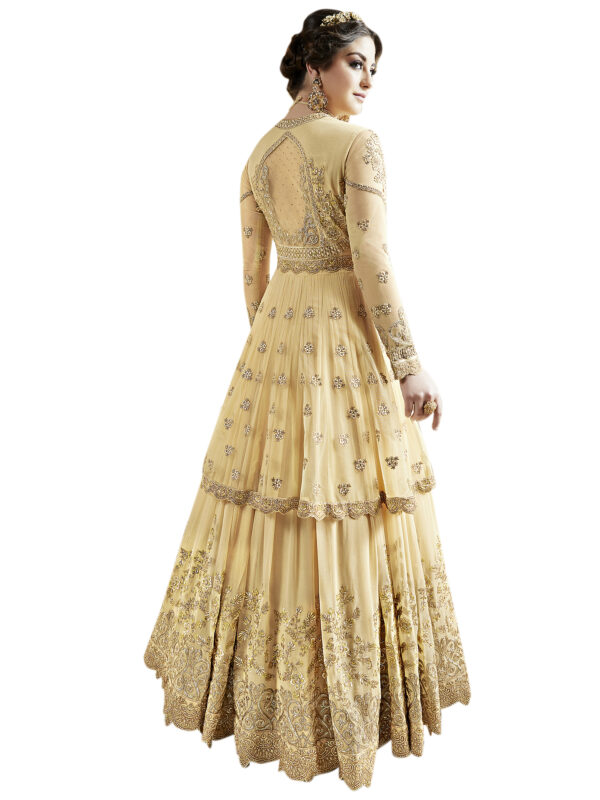 Stylee Lifestyle Yellow Net Embroidered Dress Material