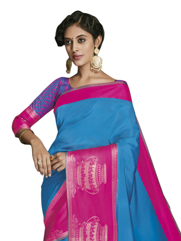 Stylee Lifestyle Blue Art Silk Jacquard Saree