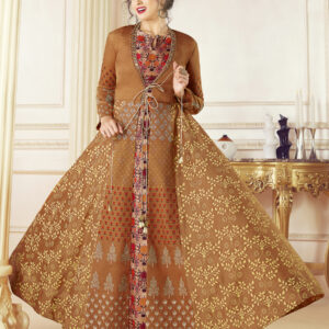 Stylee Lifestyle Rust Rayon Embroidered Gown