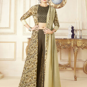 Stylee Lifestyle Brown Rayon Embroidered Gown