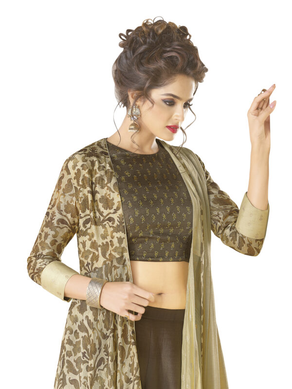 Stylee Lifestyle Brown Rayon Embroidered Gown