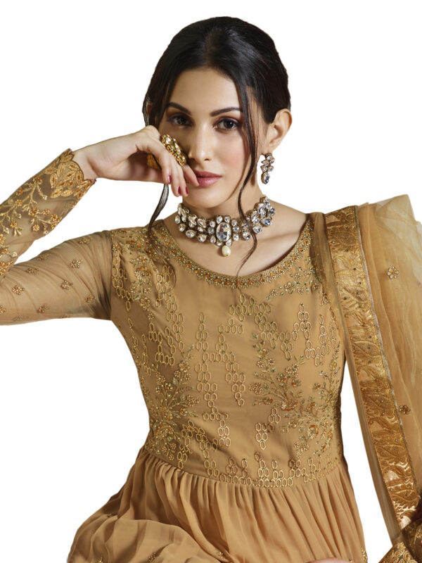 Stylee Lifestyle Yellow Georgette Embroidered Dress Material