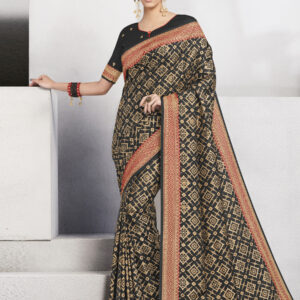 Stylee Lifestyle Black Banarasi Silk Jacquard Saree