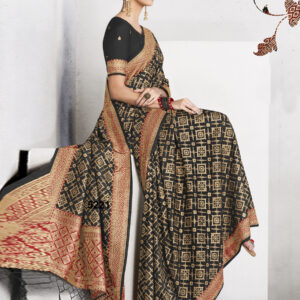 Stylee Lifestyle Black Banarasi Silk Jacquard Saree