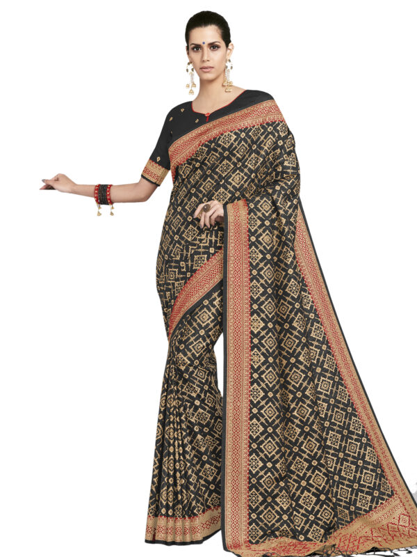 Stylee Lifestyle Black Banarasi Silk Jacquard Saree