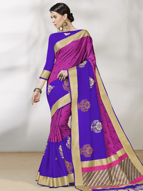 Stylee Lifestyle Purple Bhagalpuri Silk Jacquard Saree