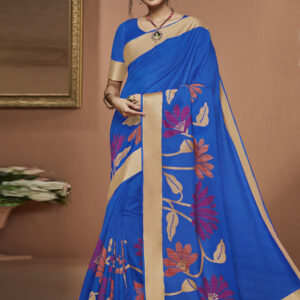 Stylee Lifestyle Royal Blue Banarasi Silk Jacquard Saree