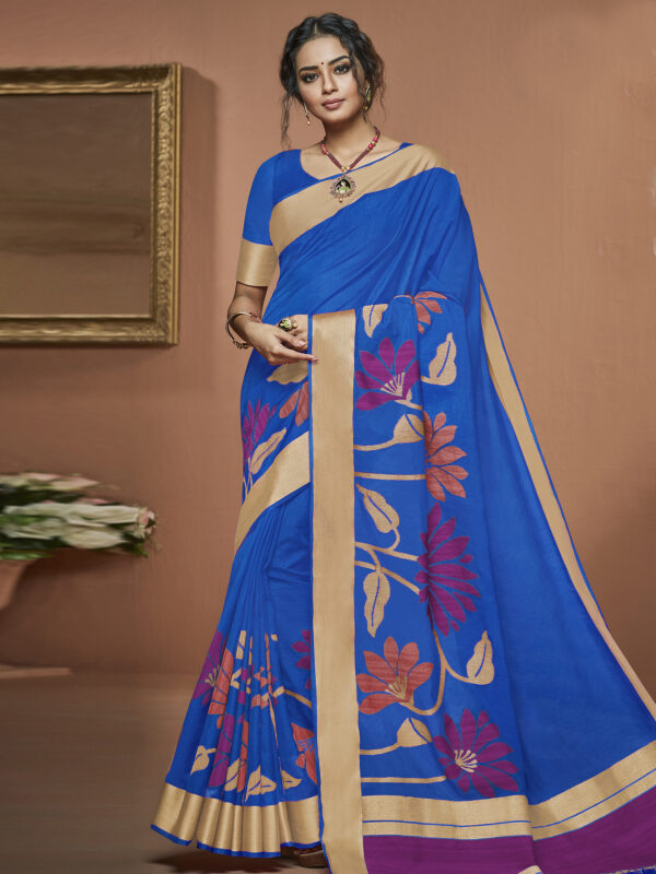 Stylee Lifestyle Royal Blue Banarasi Silk Jacquard Saree