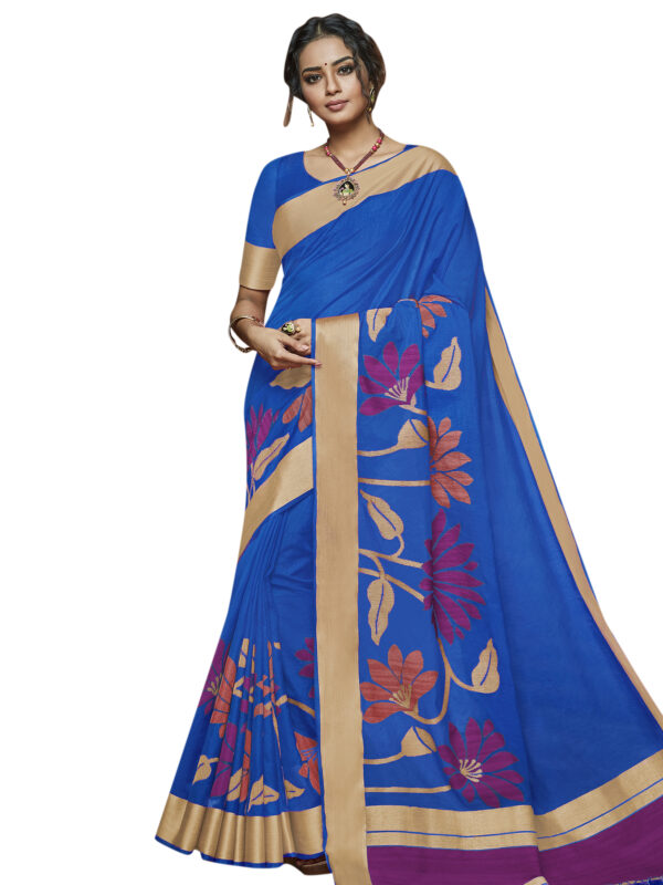 Stylee Lifestyle Royal Blue Banarasi Silk Jacquard Saree