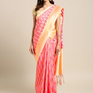 Stylee Lifestyle Cream Banarasi Silk Jacquard Saree