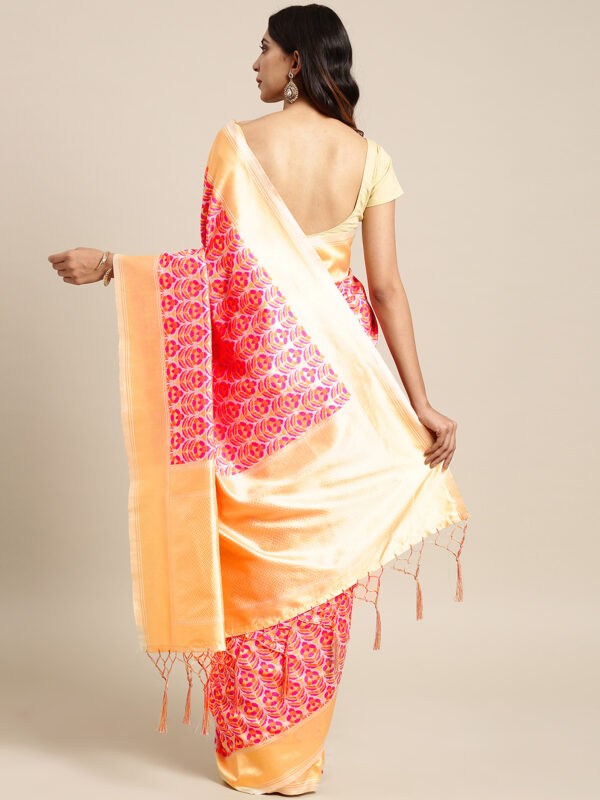 Stylee Lifestyle Cream Banarasi Silk Jacquard Saree