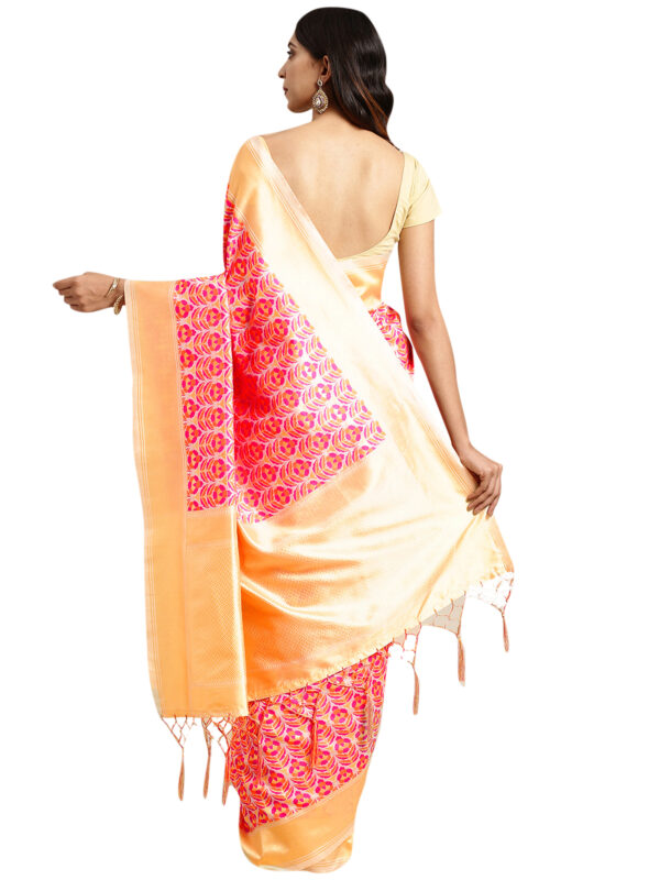 Stylee Lifestyle Cream Banarasi Silk Jacquard Saree