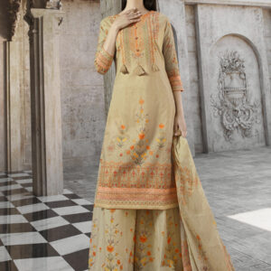 Stylee Lifestyle Beige Cotton Printed Dress Material