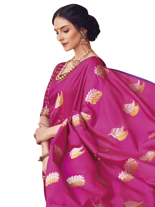 Stylee Lifestyle Magenta Banarasi Silk Jacquard Saree
