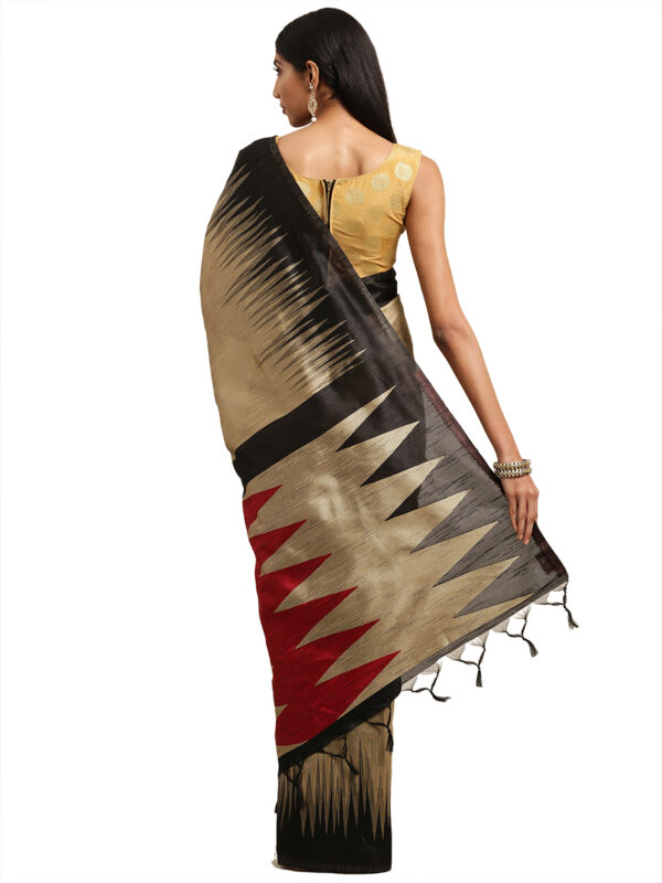 Stylee Lifestyle Beige Ikkat Silk Jacquard Saree