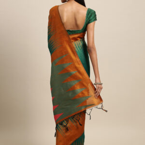 Stylee Lifestyle Green Ikkat Silk Jacquard Saree