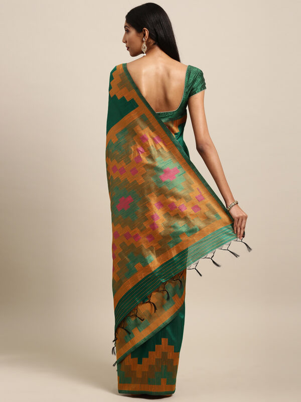 Stylee Lifestyle Green Ikkat Silk Jacquard Saree