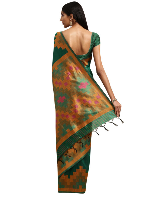 Stylee Lifestyle Green Ikkat Silk Jacquard Saree