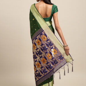 Stylee Lifestyle Green Ikkat Silk Jacquard Saree