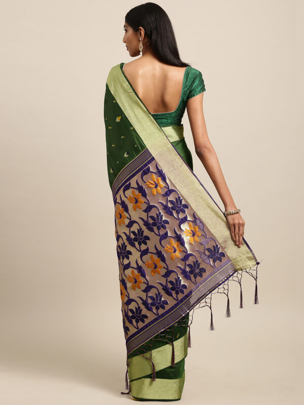 Stylee Lifestyle Green Ikkat Silk Jacquard Saree