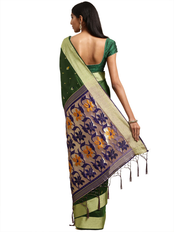 Stylee Lifestyle Green Ikkat Silk Jacquard Saree