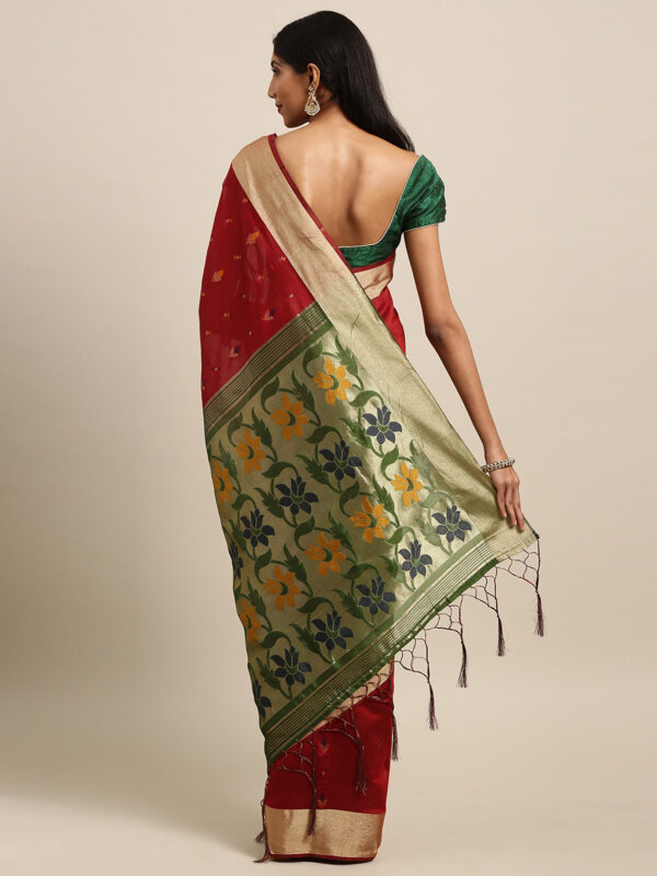 Stylee Lifestyle Maroon Ikkat Silk Jacquard Saree