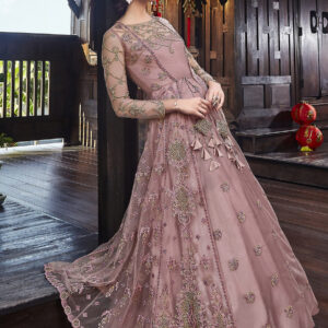 Stylee Lifestyle Pink Net Embroidered Dress Material