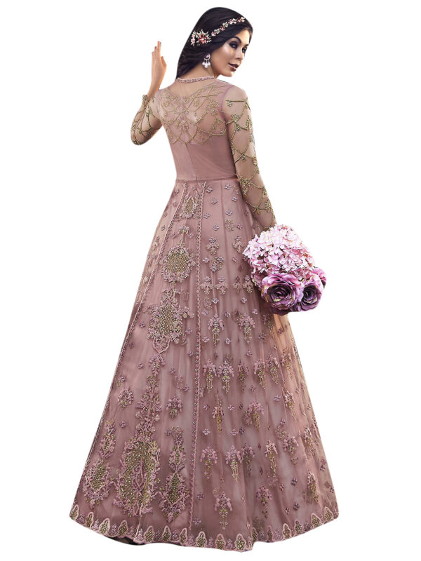 Stylee Lifestyle Pink Net Embroidered Dress Material