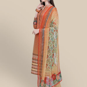 Stylee Lifestyle Orange Cotton Printed Dress Material