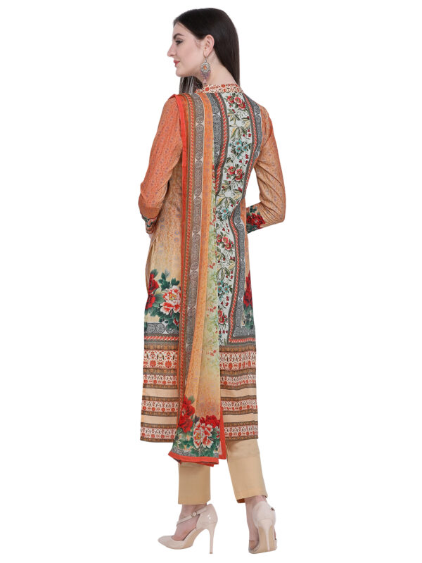 Stylee Lifestyle Orange Cotton Printed Dress Material