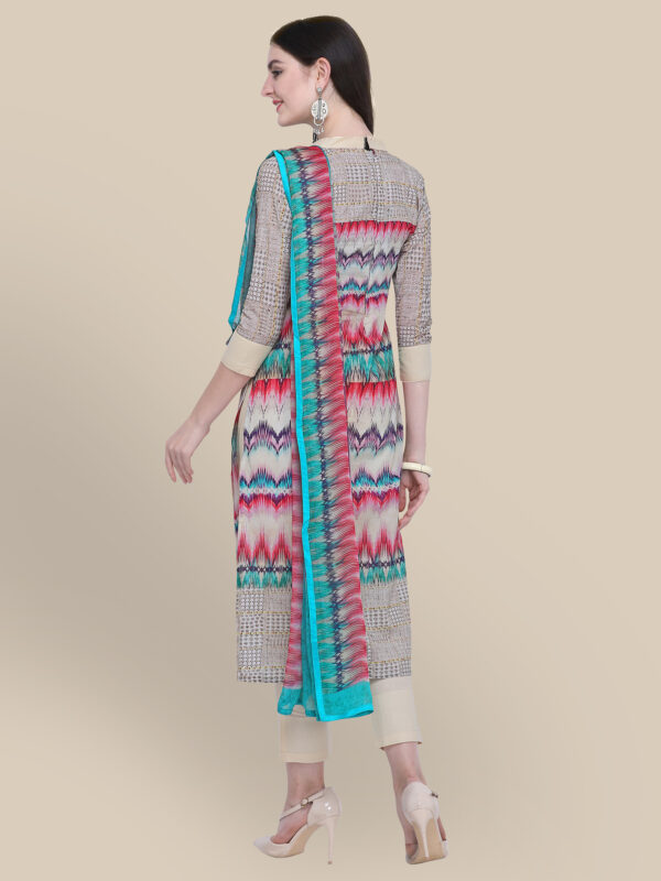 Stylee Lifestyle Cream Cotton Printed Dress Material