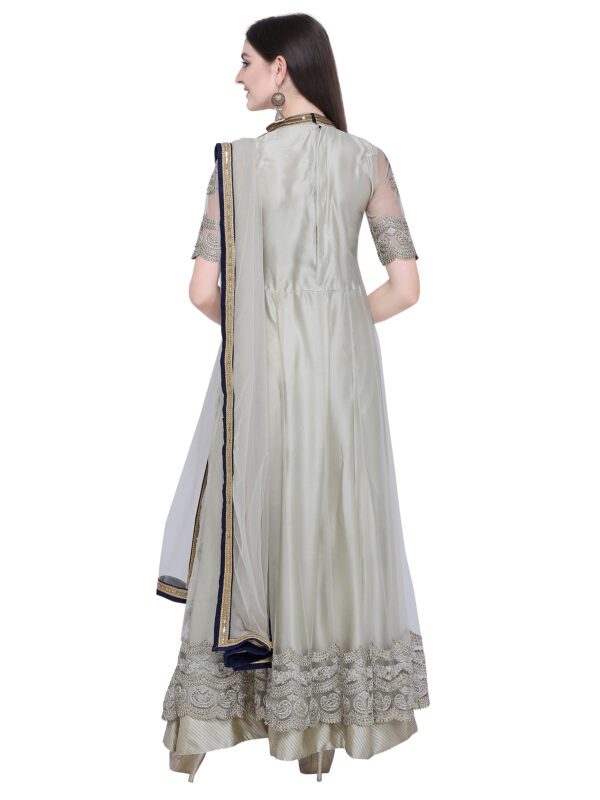 Stylee Lifestyle Green Net Embroidered Dress Material