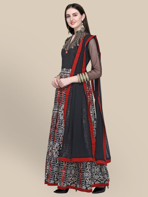 Stylee Lifestyle Black Art Silk Embroidered Dress Material