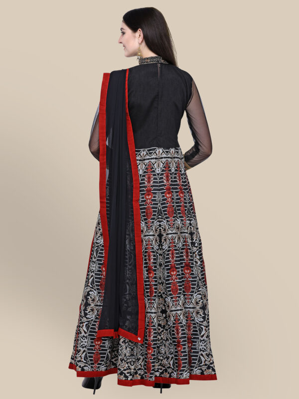 Stylee Lifestyle Black Art Silk Embroidered Dress Material