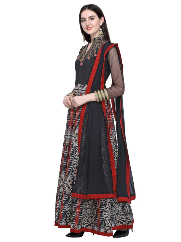 Stylee Lifestyle Black Art Silk Embroidered Dress Material