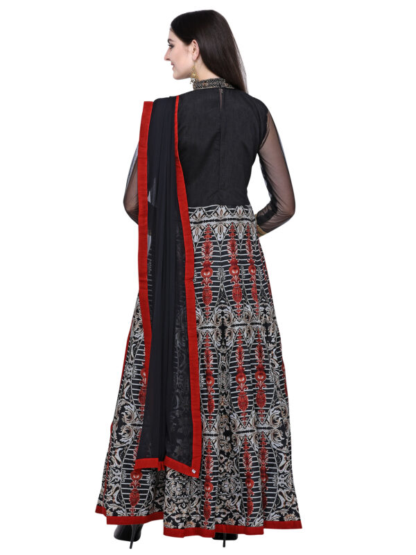 Stylee Lifestyle Black Art Silk Embroidered Dress Material