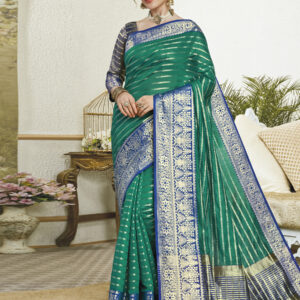 Stylee Lifestyle Green Banarasi Silk Jacquard Saree