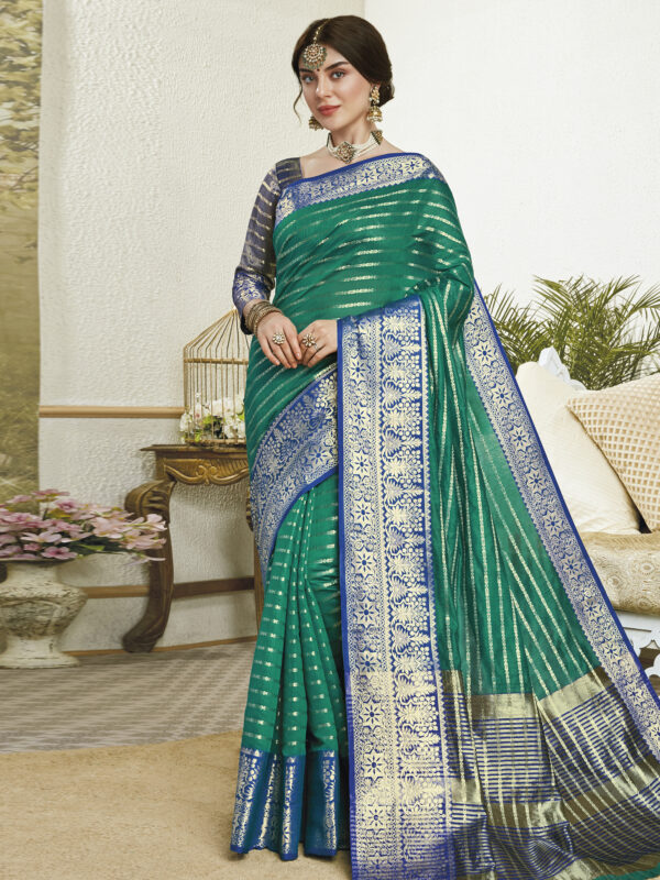 Stylee Lifestyle Green Banarasi Silk Jacquard Saree