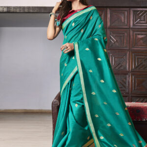 Stylee Lifestyle Green Chanderi Silk Jacquard Saree