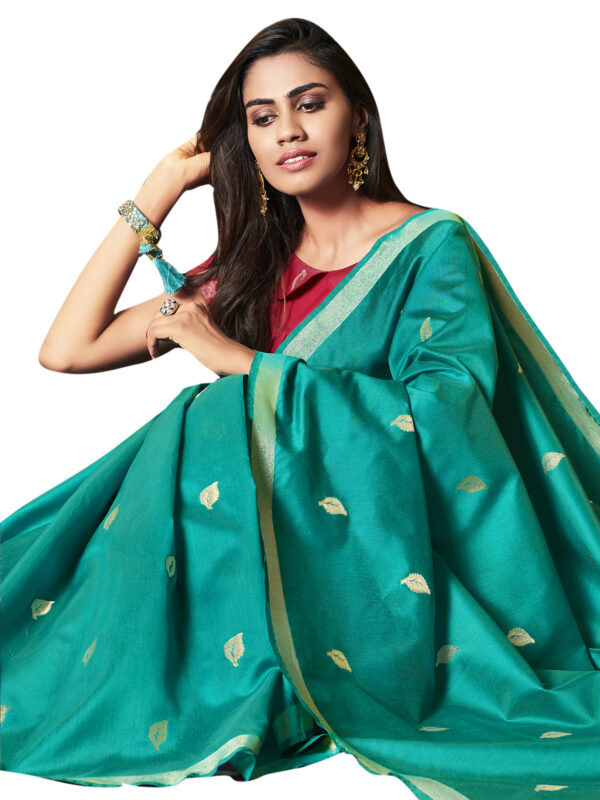 Stylee Lifestyle Green Chanderi Silk Jacquard Saree