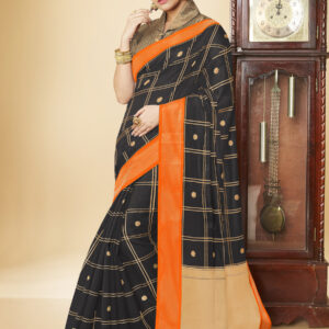 Stylee Lifestyle Black Banarasi Silk Jacquard Saree
