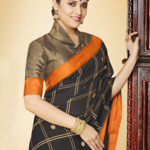 Stylee Lifestyle Black Banarasi Silk Jacquard Saree
