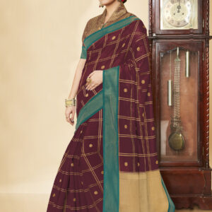 Stylee Lifestyle Maroon Banarasi Silk Jacquard Saree