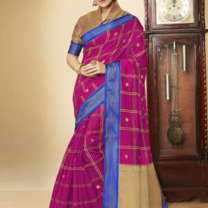 Stylee Lifestyle Magenta Banarasi Silk Jacquard Saree